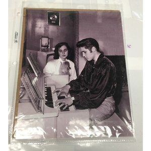 Vintage Black and White Photo of Elvis Presley Playing the Organ - About 10 by 8